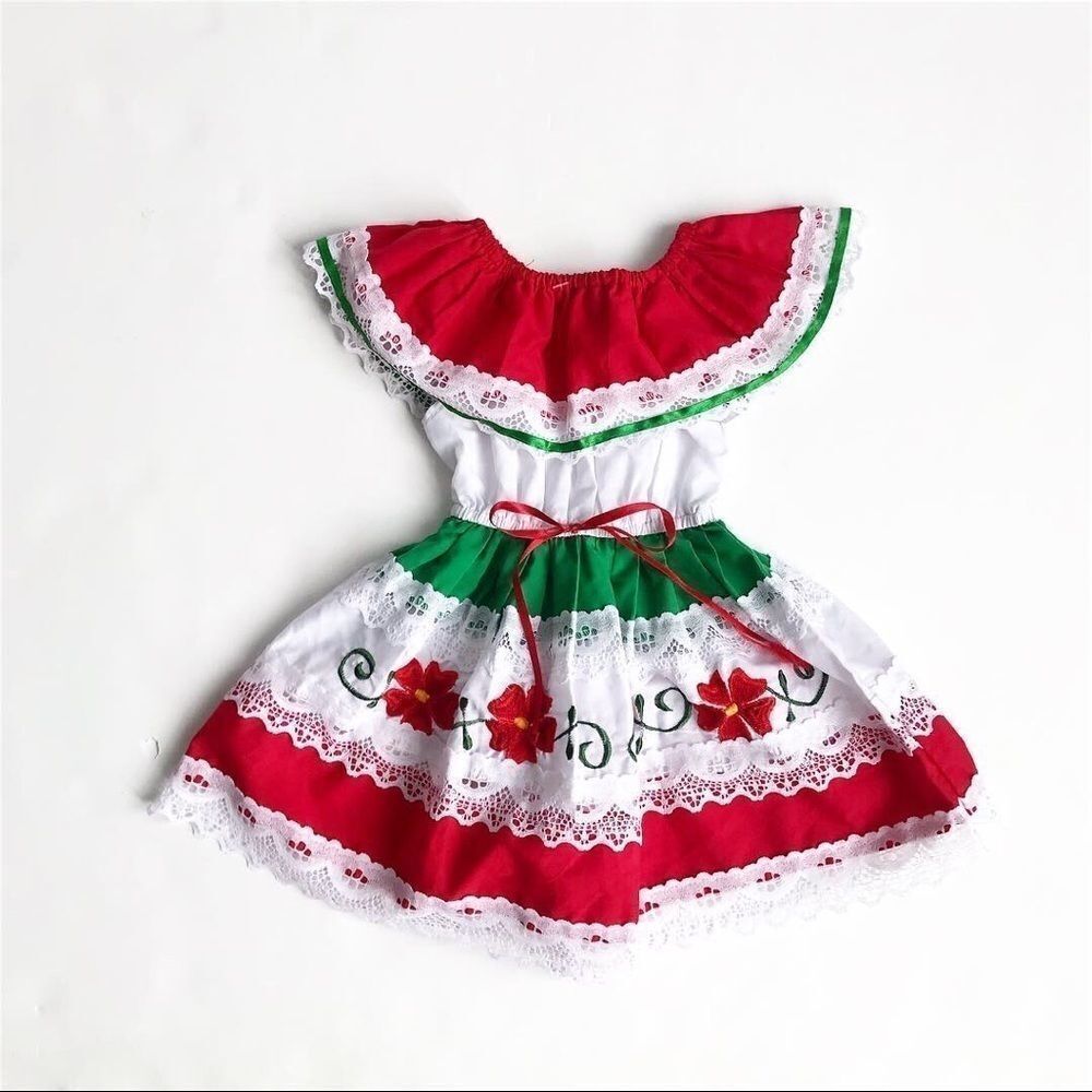 Handmade Mexican style dress fits 12-18 months - Picture 1 of 4